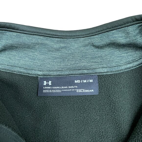 UNDER ARMOUR 1/4 ZIP PULLOVER FLEECE LOOSE FIT MENS M COLDGEAR MARINE OD GREEN - Picture 5 of 9
